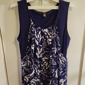 Alfani Blue and White Ruched Tank Top